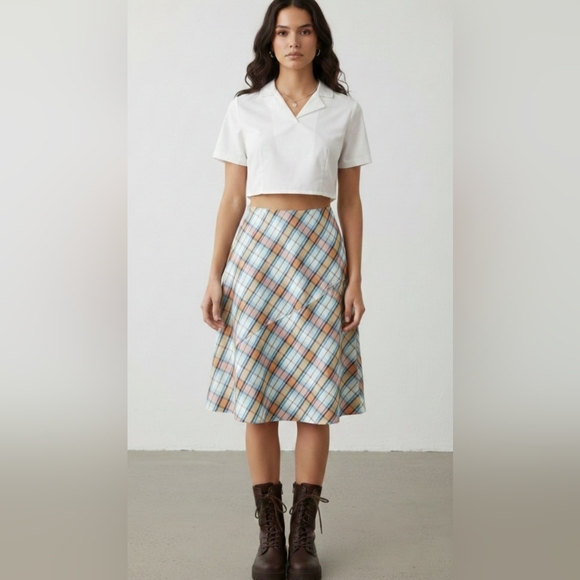 True Vintage 60s/70s Sears Plaid Skirt | Preppy A- line Midi - Picture 13 of 14